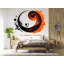 Adhésif mural Yin Yang, art mural eau feu, abstrait zen, décoration de chambre à coucher moderne, murale symbole asiatique, autocollant mural noir orange, 158 g-710878503