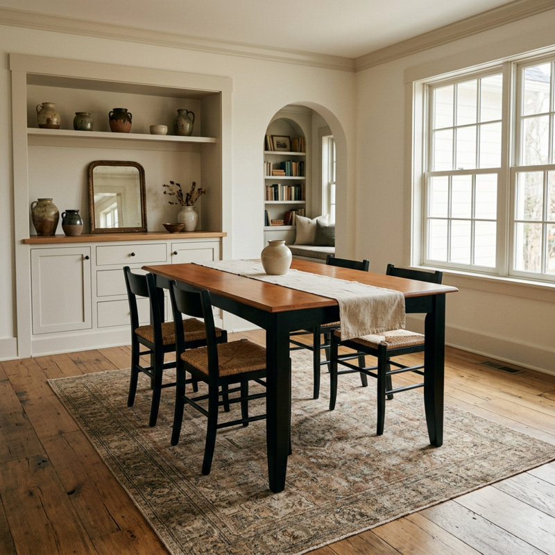 Black And Cherry Asian Hardwood Square 6 Piece Dining Set With Self Storage Expansion Leaf