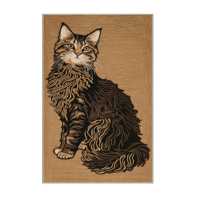 Washable LaPerm Cats Area Rug, Runner 2' x 4'