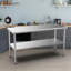Table en acier inoxydable avec tablette inférieure-1332667548