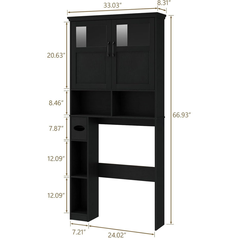 Armoire de rangement au-dessus de la toilette, Noir