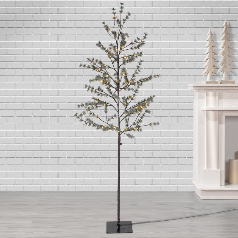 Pin électrique glacé 7 pi avec lumières DEL blanc chaud