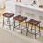 25.5''H Faux Leather Counter Stools Set of 3 for Kitchen Island, Backless Saddle Counter Height Bar Stools with Metal Frame & Footrest, Dark Brown-1351375792