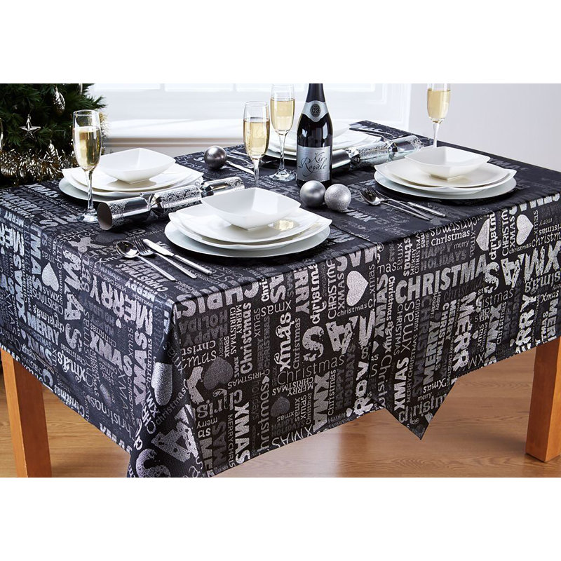 XMAS WORDS Alayjia Dining Linens, Black, 132cm W x 183cm L