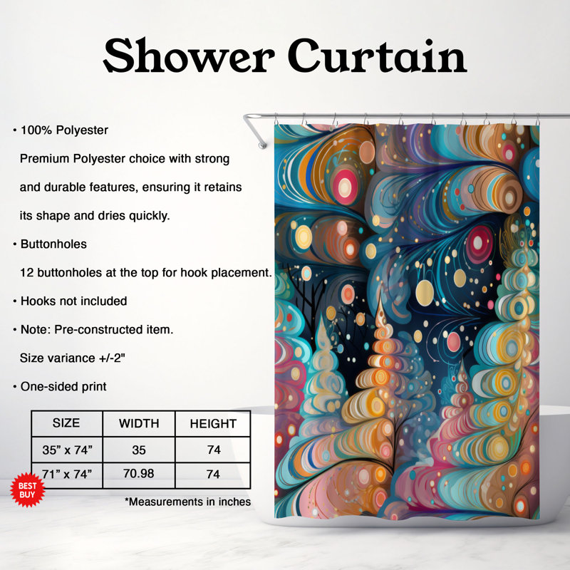 Rideau de douche Holiday Evergreen, H 74 po x l 71 po