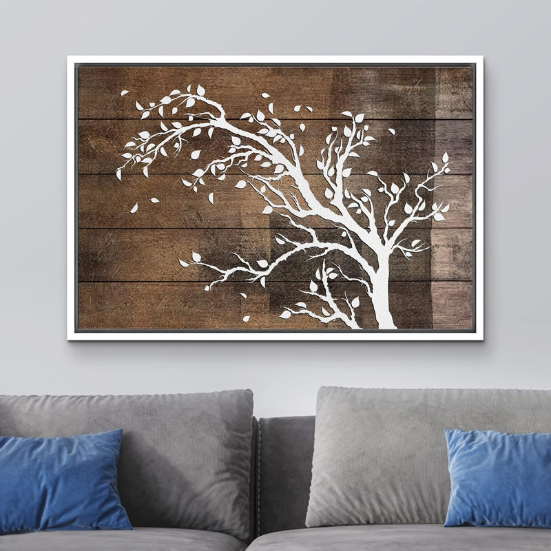 «Forest Tree Silhouette Country Farmhouse On», H 24 po x l 36 po x P 1,5 po, Cadre blanc