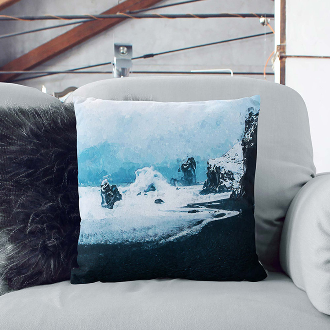 A Beach in Iceland in Abstract Cushion with Filling