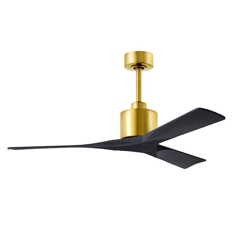 Nan Ceiling Fan In Textured Blades, Brushed Brass, Matte Black, 52"