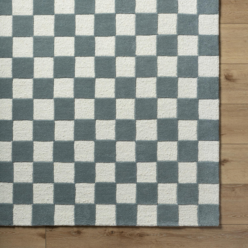 Jenna Teal Hand Tufted Area Rug, Rectangle 5' x 8'