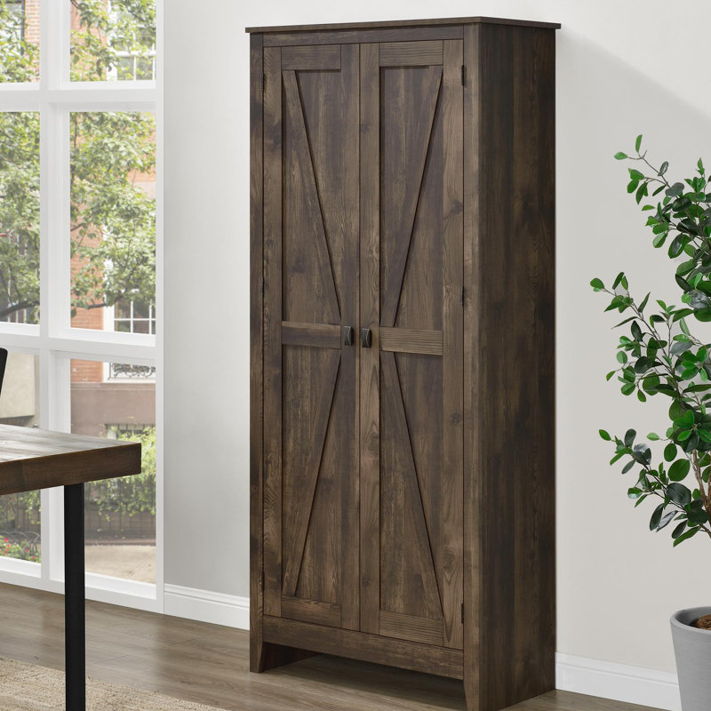 Armoire de rangement à 4 tablettes de 31,5 po de largeur Quast, Brun rustique
