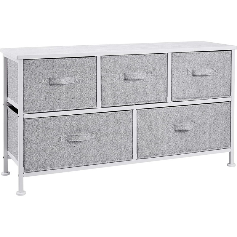 Extra Wide 5-Drawer Storage Organizer Unit For Closet, White