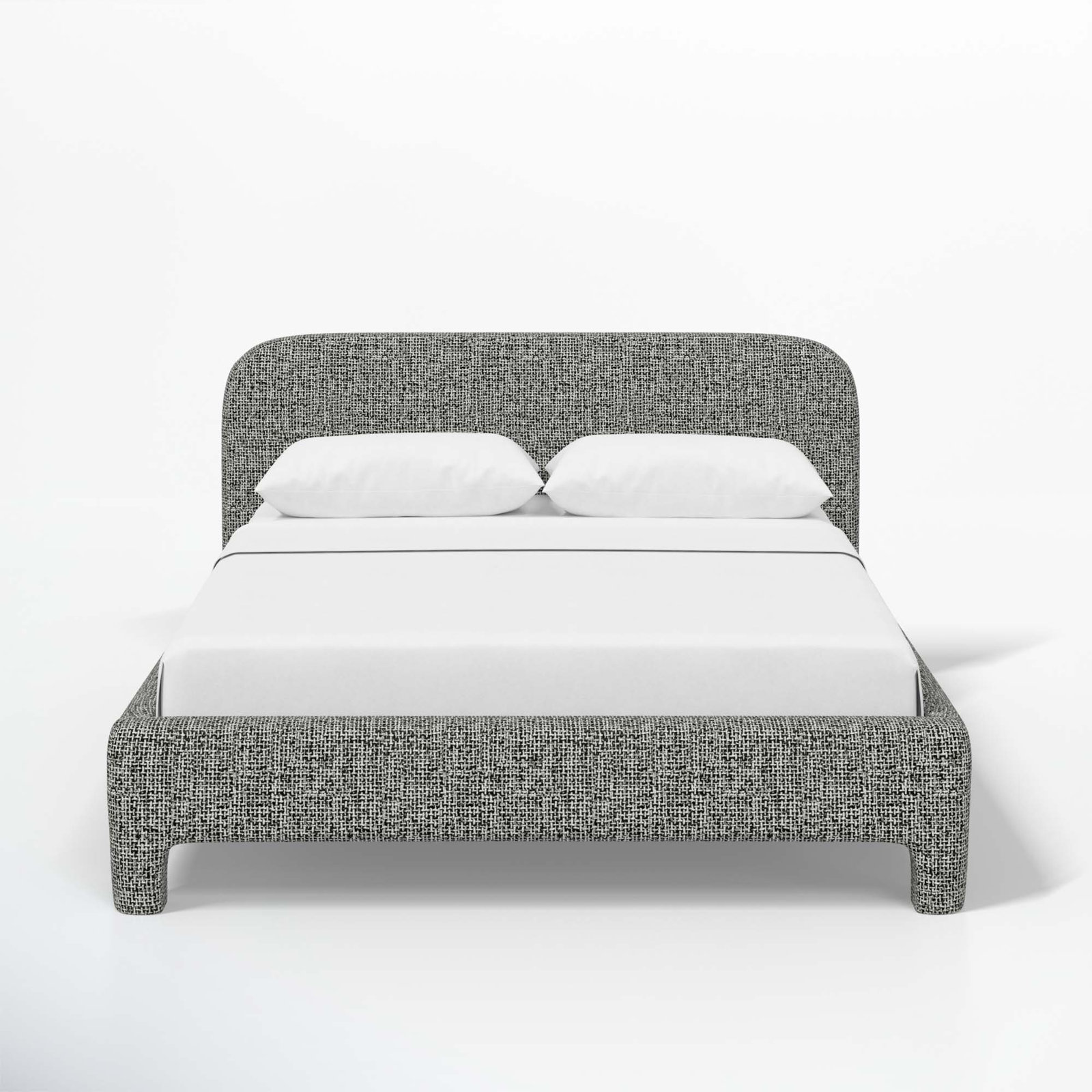 Illy Upholstered Bed, Twin, Modern Pepper Tweed