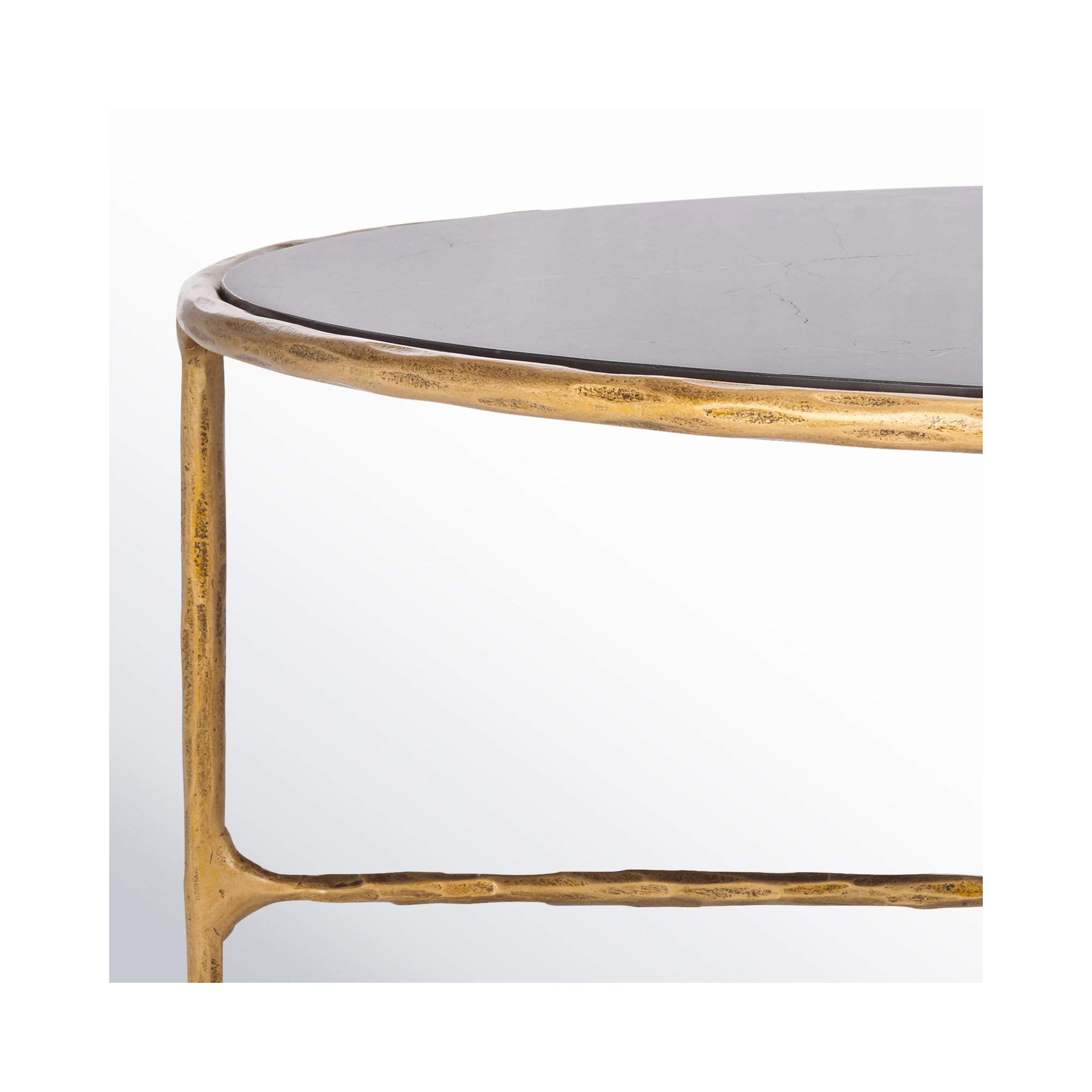 Evelynn Coffee Table, Brass, White Marble