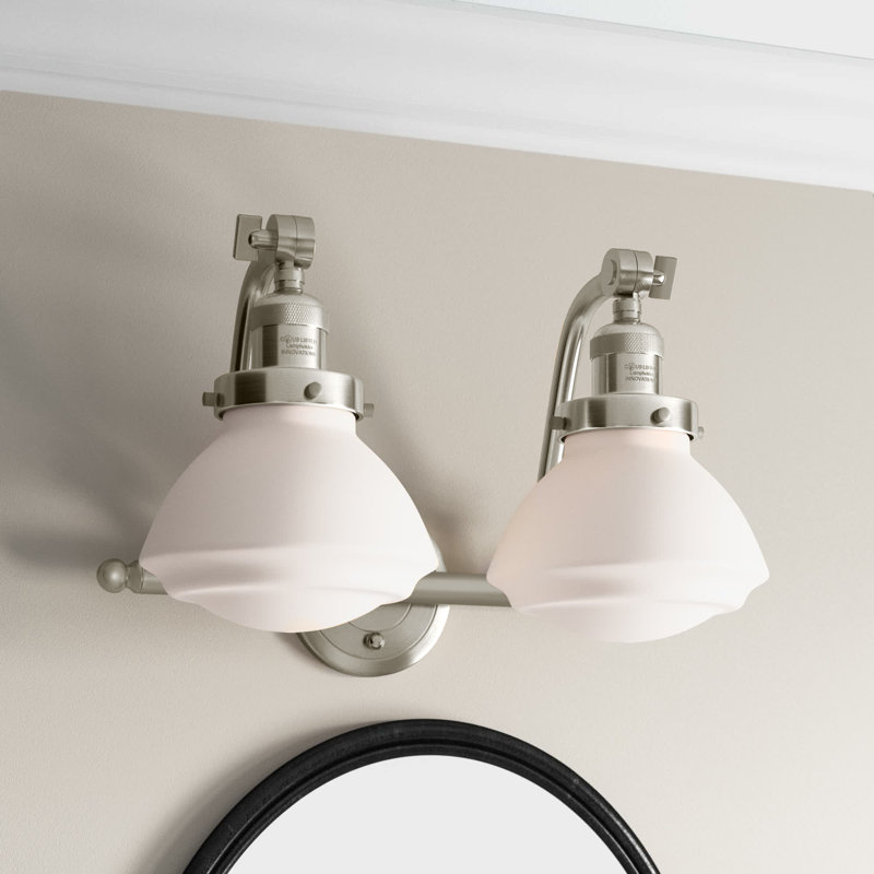Éclairage pour salle de bain 2 lumières Chesterville, Blanc mat, Ampoule DEL 6 watts Vinage, Nickel satiné brossé
