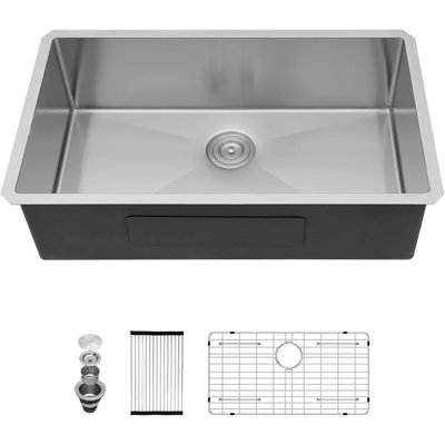 30 inch Undermount Kitchen Sink 30"x18" Kitchen Sink 16 Gauge Stainless Steel Kitchen Sink Single Bowl Under Kitchen Sinks Modern Sink Deep kitchen Sink Under Counter Sink