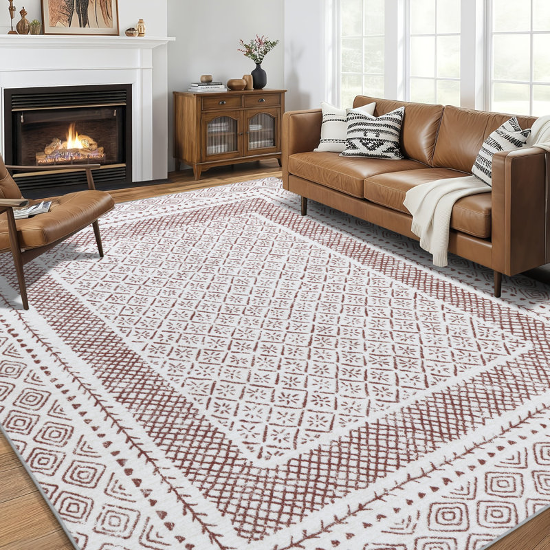 Tapis brun chaud Boho, Rectangle 5 pi x 7 pi