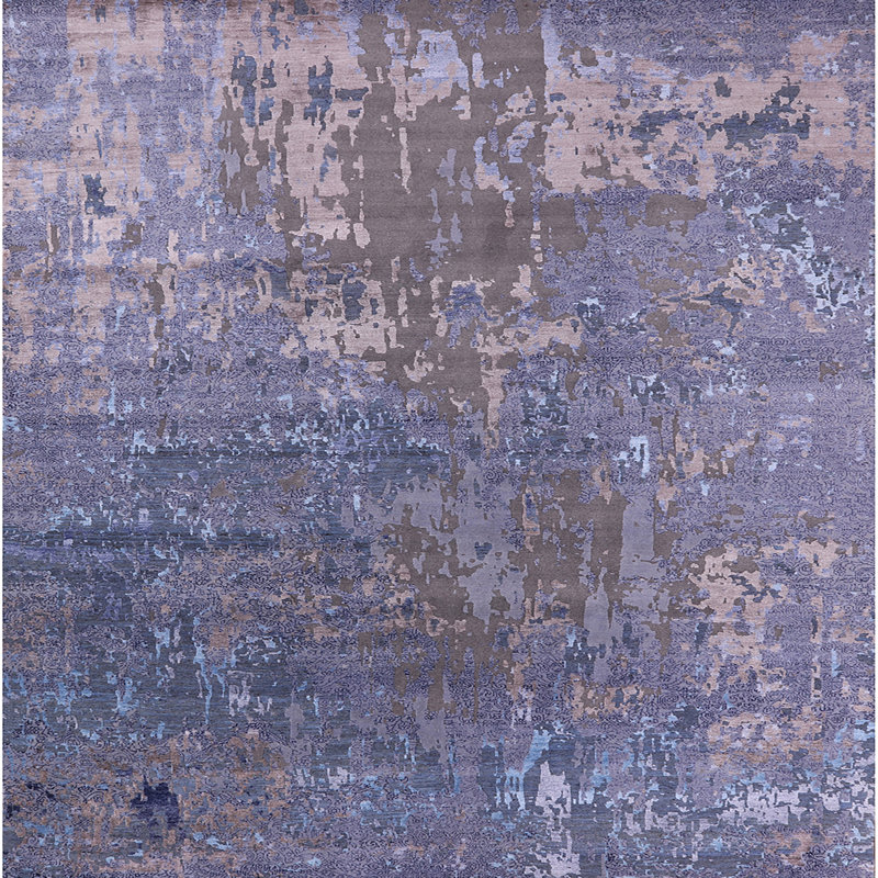 Tapis mauve / brun à motif abstrait Burgettstown, Carré 7 pi