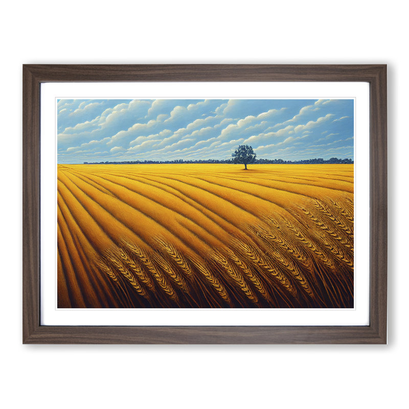 Magical Wheat Field - Framed Print, 34cm H x 46cm W x 2cm D, Walnut
