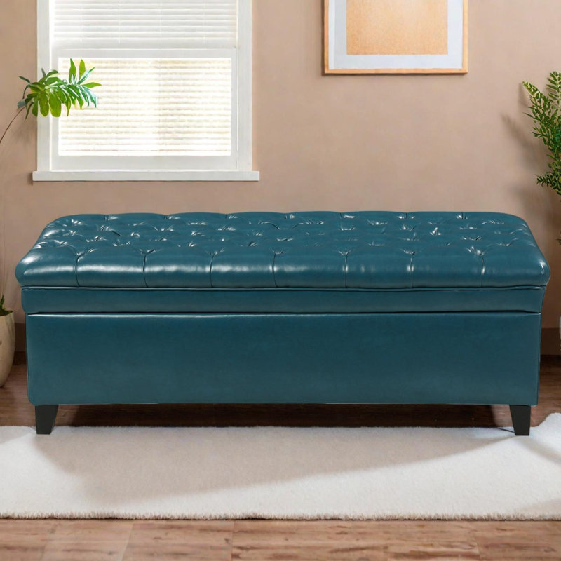 Repose-pieds avec rangement et couvercle rabattable attaché