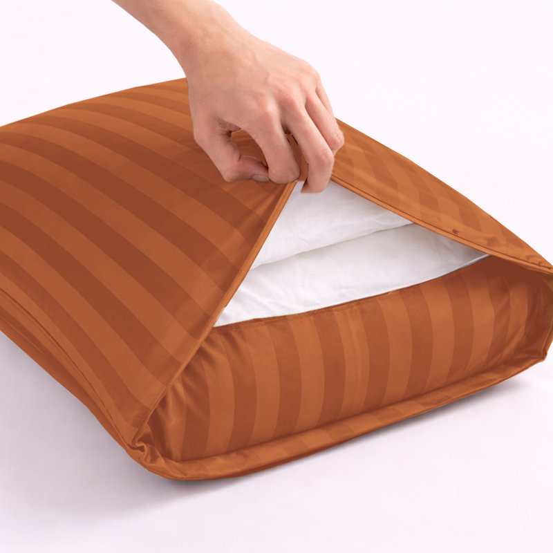 Microfiber 250 TC Reversible Stripe Duvet Cover Set with Pillowcases, Rust, Kingsize Duvet Cover + 2 Standard Pillowcases