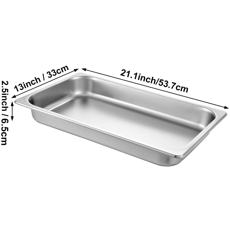 Ensemble de 6 poêles pour table à vapeur en acier inoxydable anti-bourrage 21,1 x 13 x 2,5 po 0,8 mm