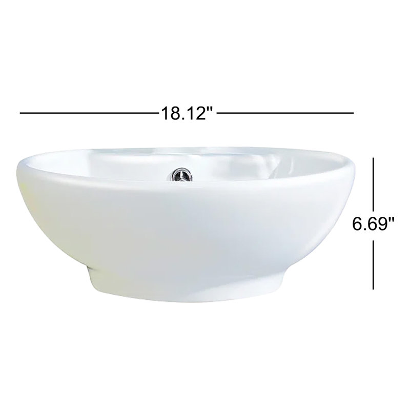 Modern Ceramic Circular Vessel Bathroom Sink with Overflow