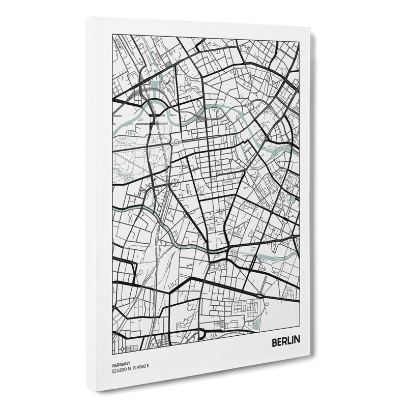 Map Berlin Germany - Wrapped Canvas, 50cm H x 35cm W x 3cm D