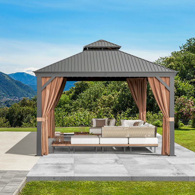 Hardtop Gazebo Outdoor Galvanized Steel Metal Double Roof