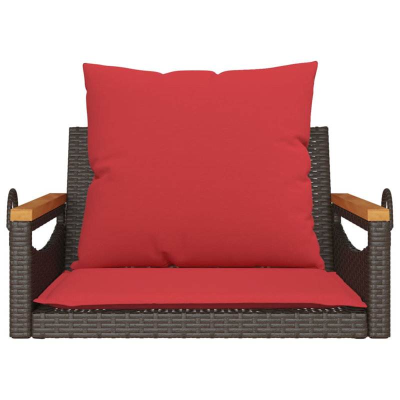 Banc pivotant en poly avec rotin 24,8 po x 24,4 po x 15,7 po Ebern Designs, Noir / crème / blanc