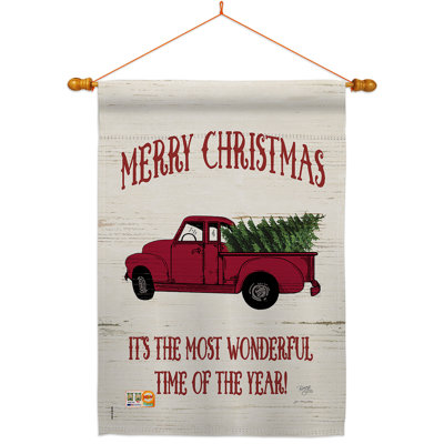 Camion de Noël à 2 côtés en polyester 40 x 28 po Ensemble de drapeaux