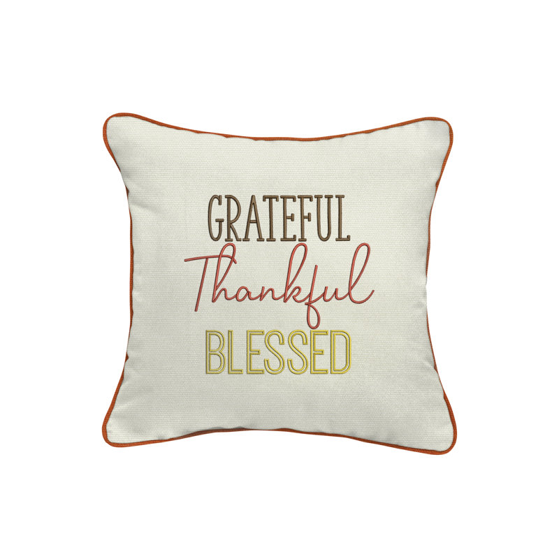  Housse et insert de coussin extérieur Sunbrella Grateful Thankful Blessed