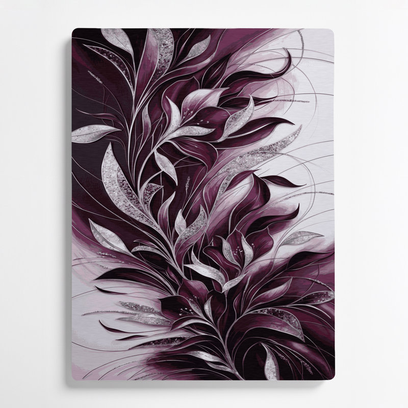 Abstrait floral 9, art mural en métal brun, H 11 po x l 14 po