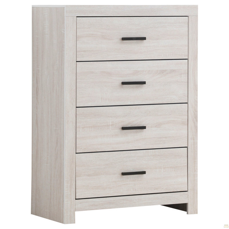 Commode rectangulaire 4 tiroirs Geary, Blanc