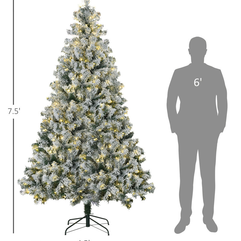 Arbre de 7,5 pi de hauteur avec 550, 1149 branches floquées, rangement facile, bourre blanche festive et joyeuse, joyeuse saison