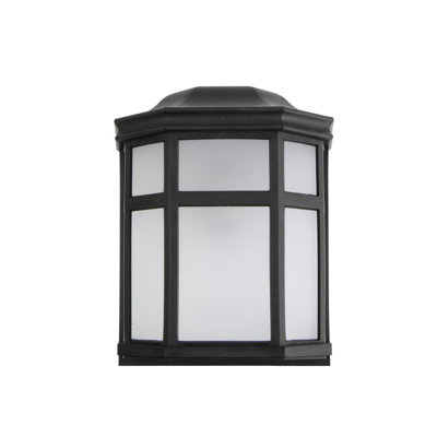 Solus Sedona Wide Wall Mount Outdoor Security Sconce with Frosted Acrylic Lens, Dusk-to-Dawn & Motion Sensor