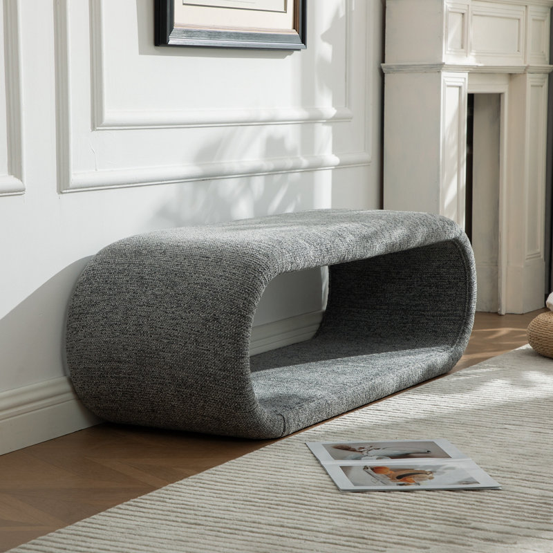 Banc rembourré en chenille avec tablette inférieure, Gris