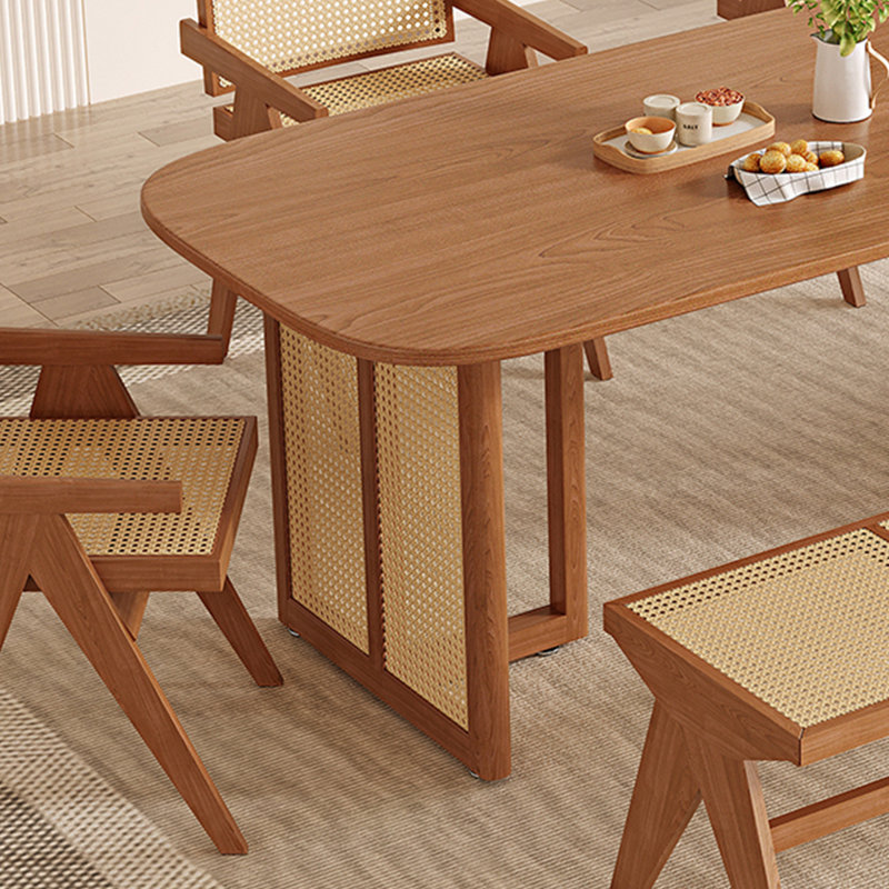 Brown Rectangular Solid Wood Butterfly Leaf Dining Table, 29.53"H x 94.49"L x 39.37"W