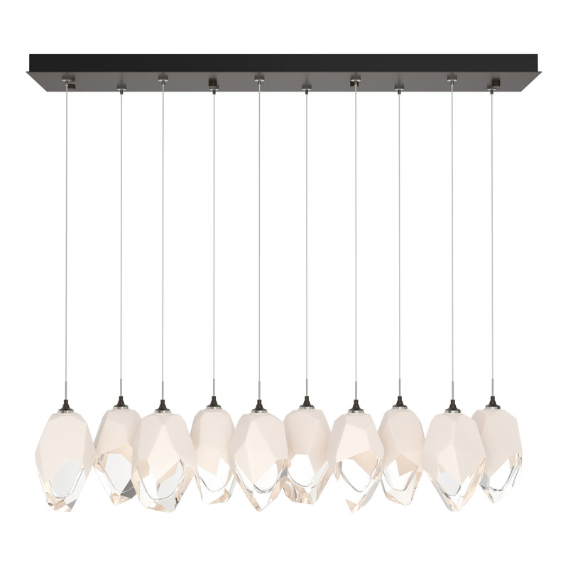 Chrysalis Kitchen Island Geometric Pendant, White, 15" - 80", Oil Rubbed Bronze