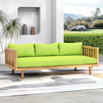 Lit de jour en bois avec coussins d'eau et lambris, l 67,63 po x P 31,94 po, H 23,62 po, fini, assemblage requis à 3 places