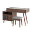 Bureau de coiffeuse 3 en 1 avec miroir basculant éclairé et armoire réglable, coiffeuse à maquillage avec tabouret-977429947