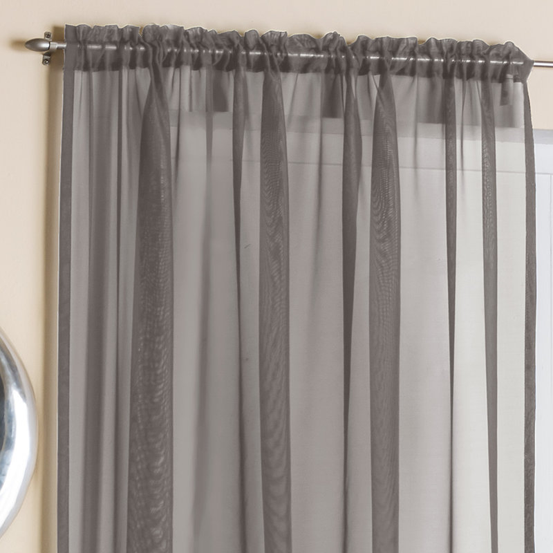 Morganne Sheer Curtain Single Panel, Grey, Width 145 x Drop 137 cm
