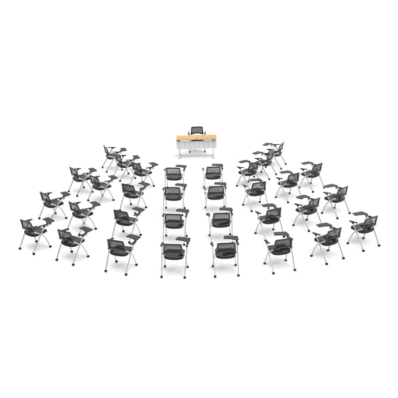 Novelty 33 Person Flip Top 22'' L Modular Training Table and Chair Set with Casters and Modesty Panel