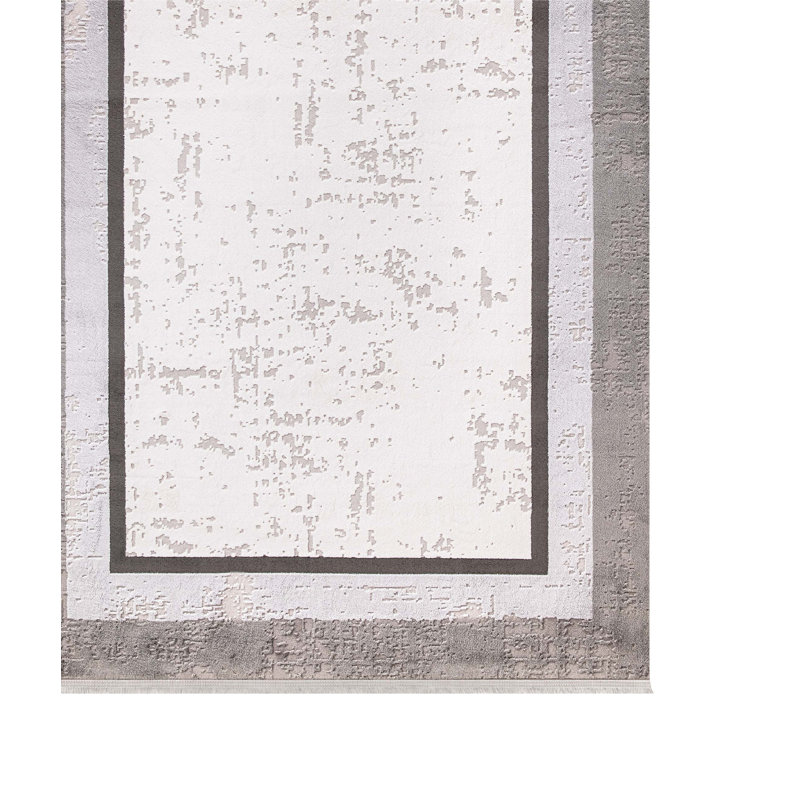 Tapis gris à motif géométrique Acencion, Rectangle 2 pi 8 po x 5 pi