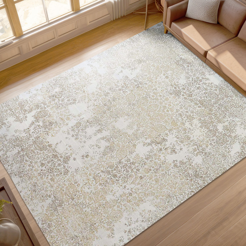 Hand Knotted Floral Area Rug, Rectangle 9' x 12'