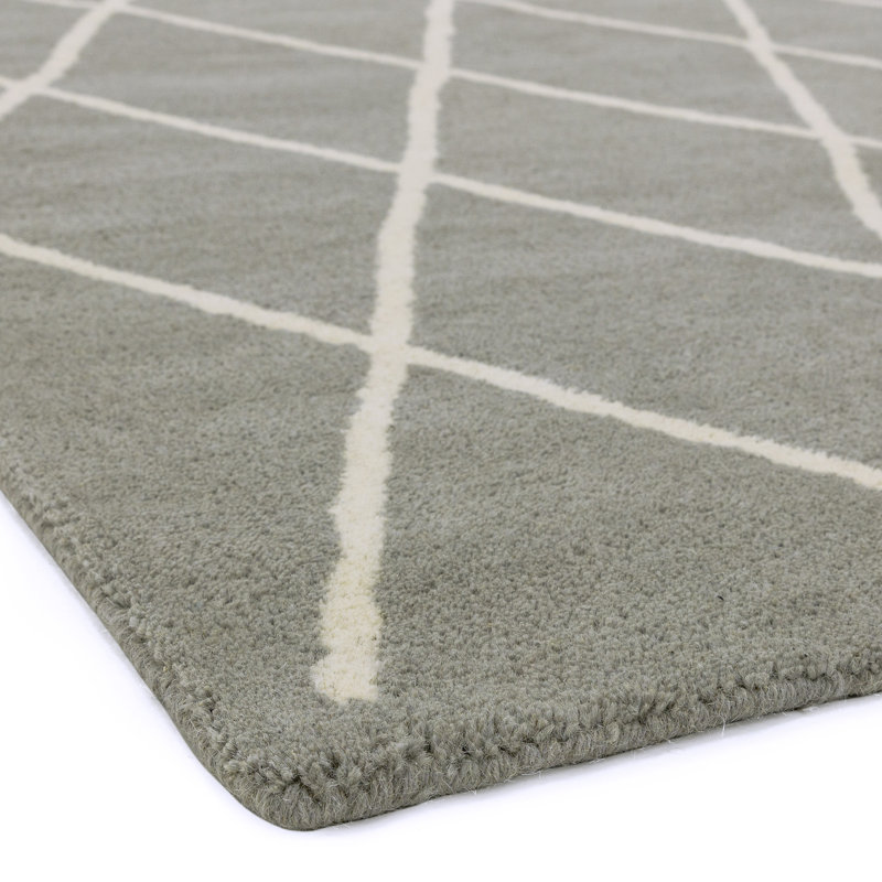 Reina Hand Tufted Wool Silver/White Rug, Rectangle 120 x 170cm