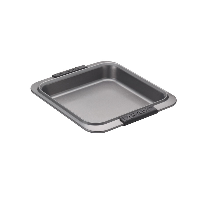 Anolon Advanced Nonstick Bakeware / Baking Set with Silicone Grips, Gray, 5-Piece Set (3 Cake Pans, 1 Cookie Sheet, 1 Rack)