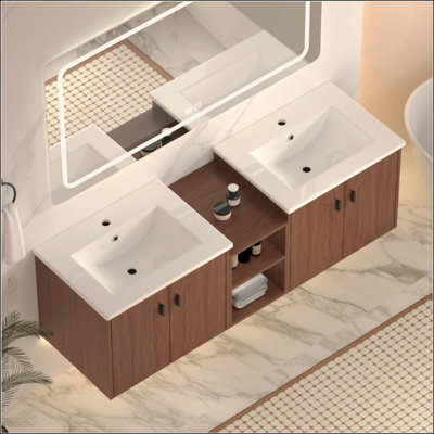 Meuble-lavabo à fermeture en douceur, petites tablettes de rangement, armoire combinée de 24 po et de 12 po (emballage KD)