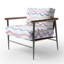 Fauteuil décoratif abstrait - Fauteuil rose rayé Wavy Line-1943175059