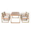 Ensemble de salle à manger d'extérieur 5 pièces avec table en bois d'acacia et 4 chaises tressées en corde avec coussins, multicolore