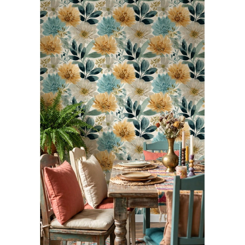 Papier peint floral aquarelle amovible moderne